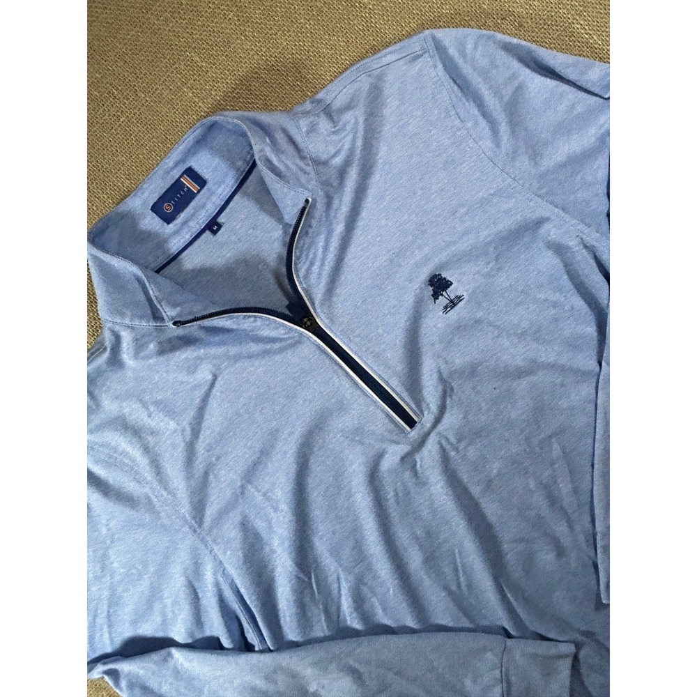 Stitch Golf Mens Blue Heathered Quarter Zip Pullover Performance Shirt Size M